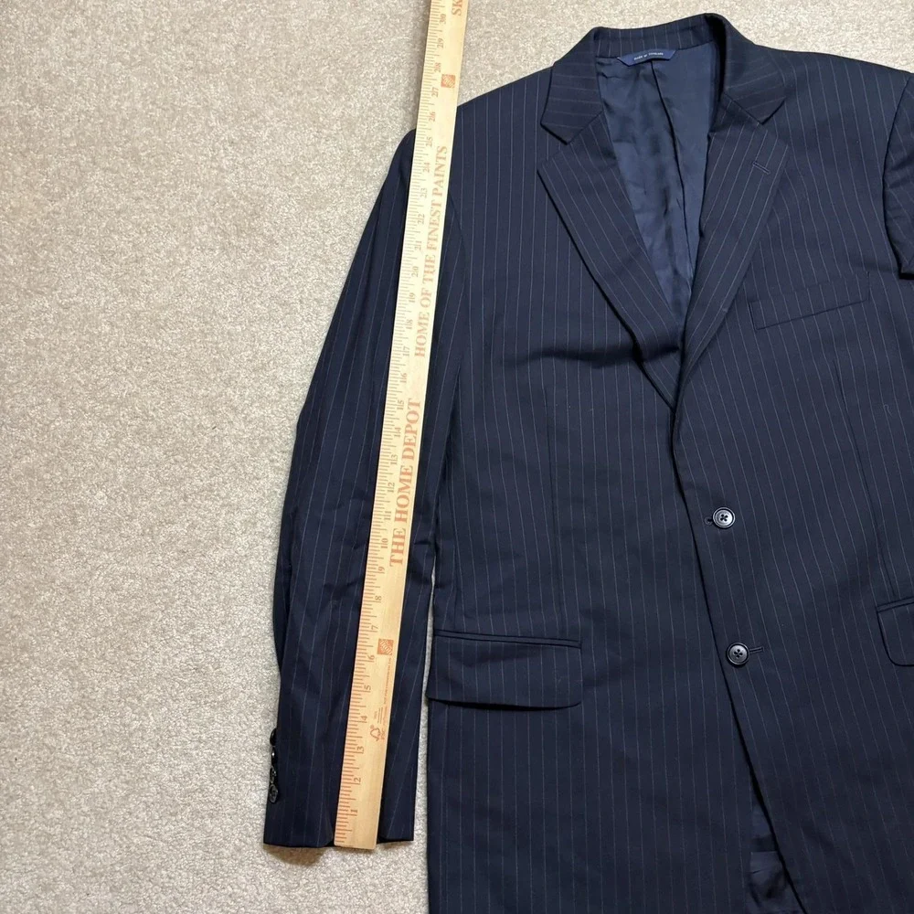Brooks Brothers Blazer Mens 44L Blue Navy Pinstripe Wool Suit Jacket Two Button